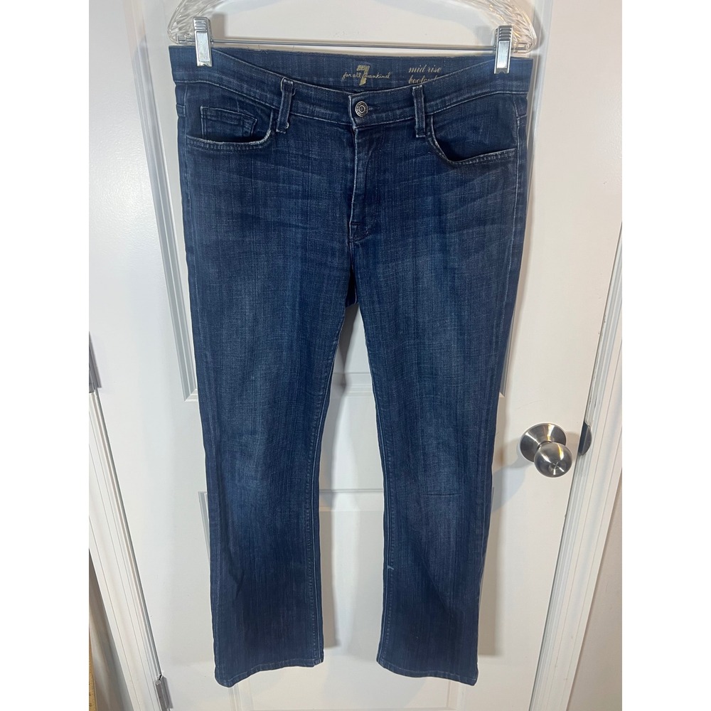 7 For All Mankind Womens Bootcut Mid Rise Dark Wash Blue Jeans‎ Size 31